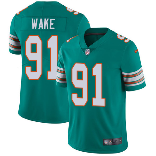 Nike Dolphins #91 Cameron Wake Aqua Green Alternate Men's Stitched NFL Vapor Untouchable Limited Jersey - Click Image to Close